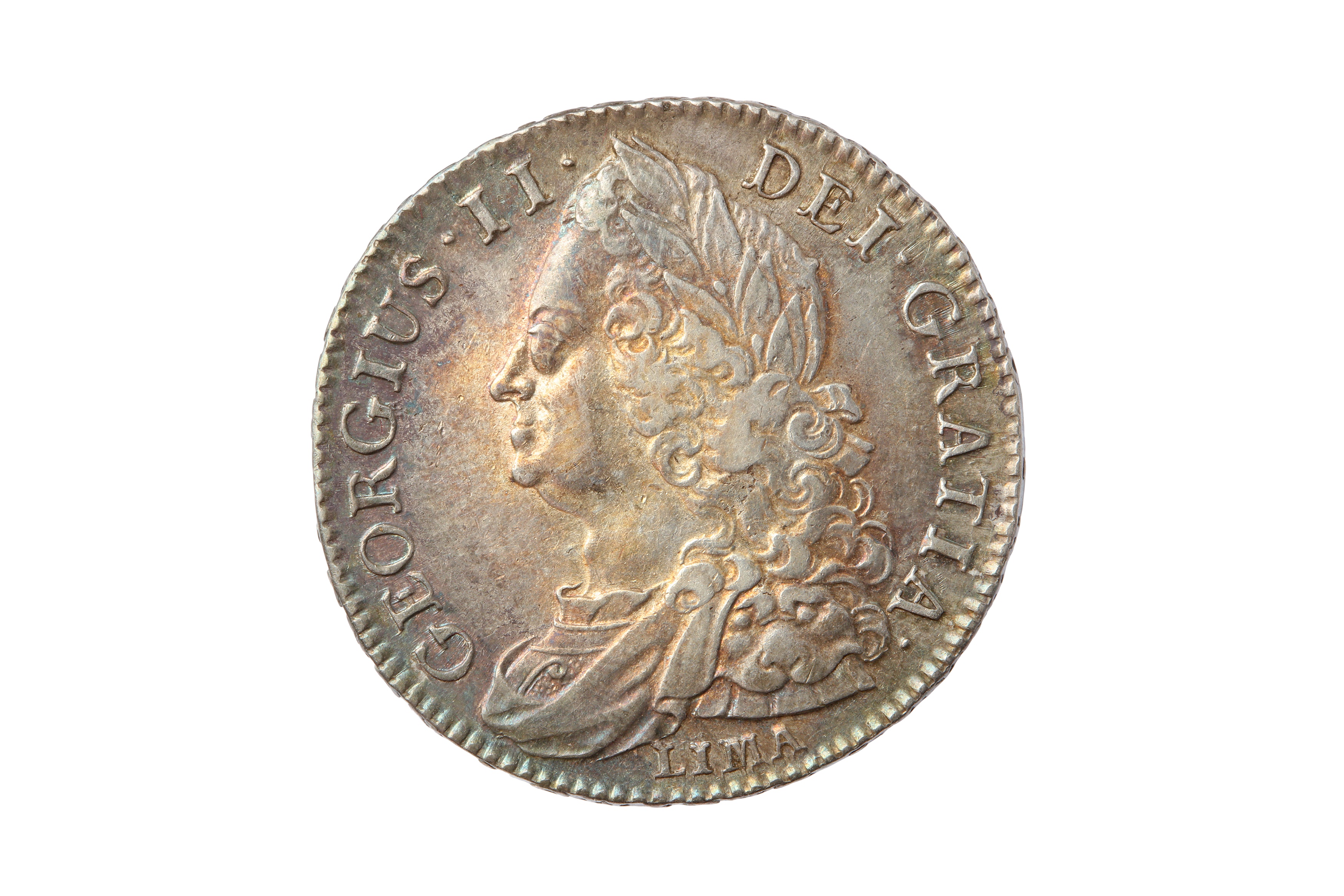 GEORGE II (1727 - 1760), 1745 LIMA HALFCROWN.