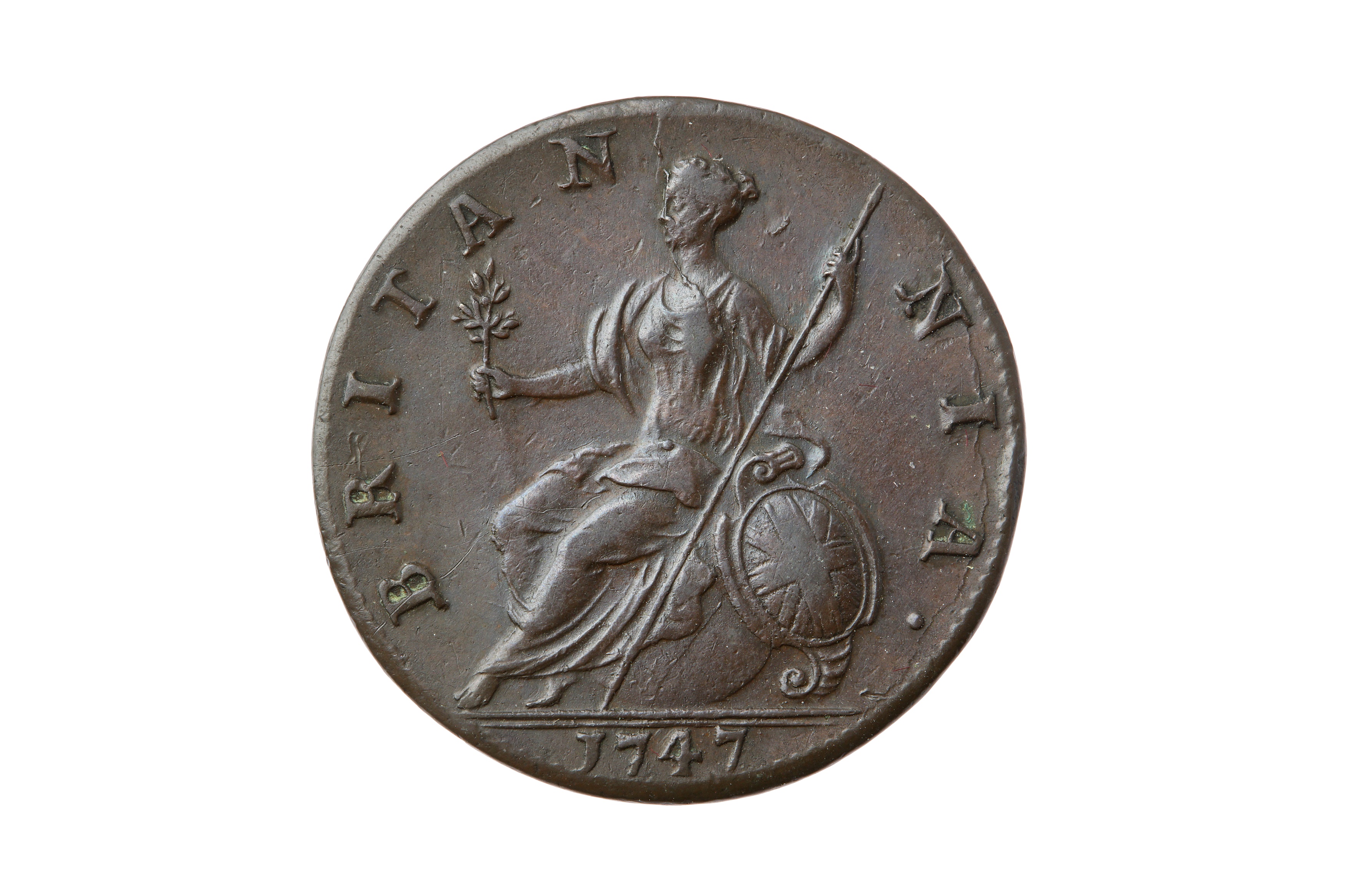 GEORGE II (1727 - 1760), 1747 HALFPENNY. - Image 2 of 2