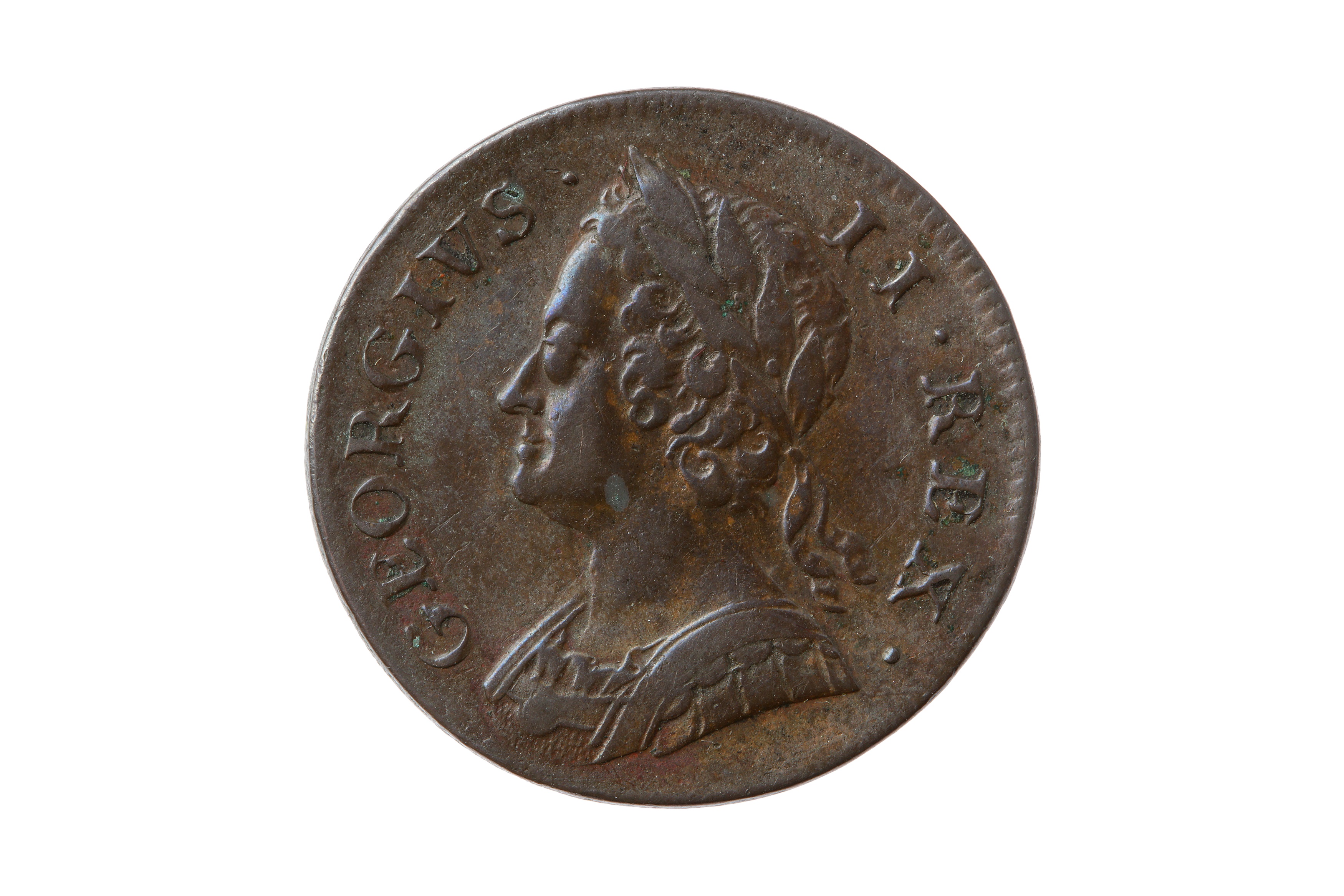 GEORGE II (1727 - 1760), 1749 HALFPENNY.