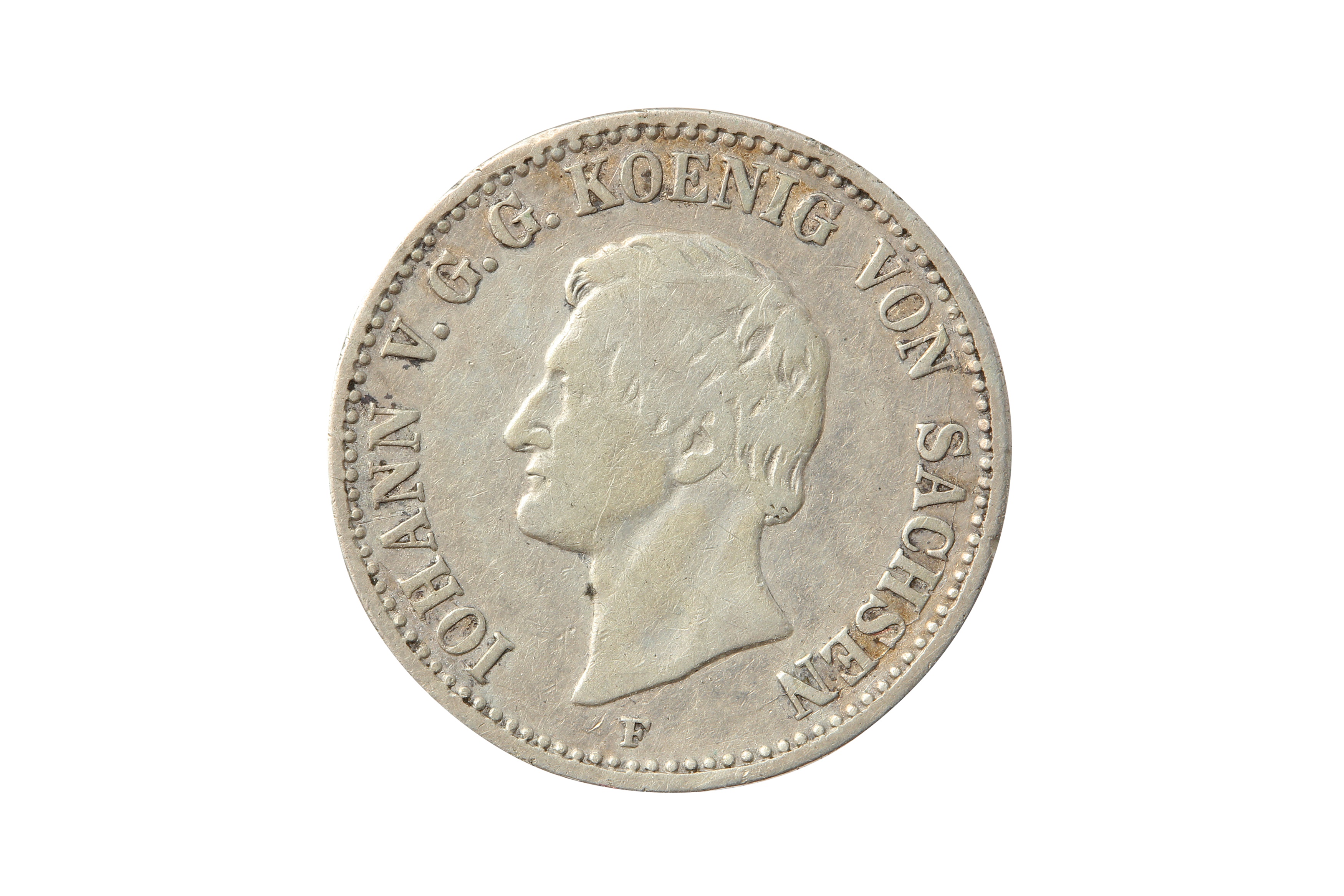 GERMAN STATES, SAXONY, JOHANN I (1854 - 1873), 1859-F 1/3 THALER.