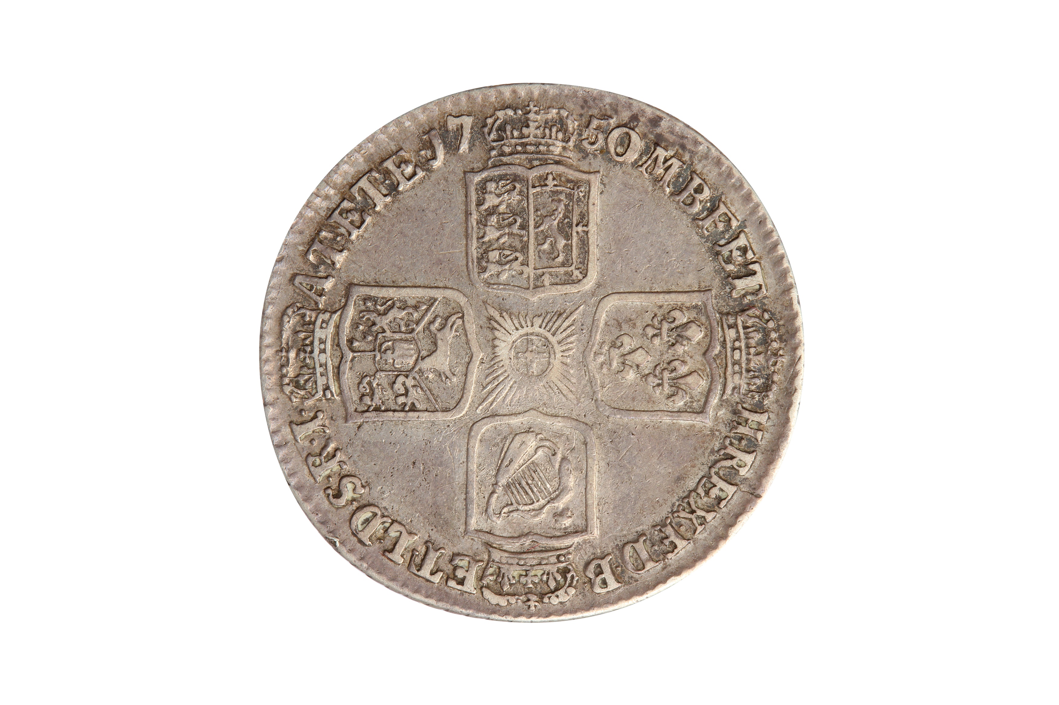 GEORGE II (1727 - 1760), 1750 (WIDE 0) SHILLING. - Image 2 of 2