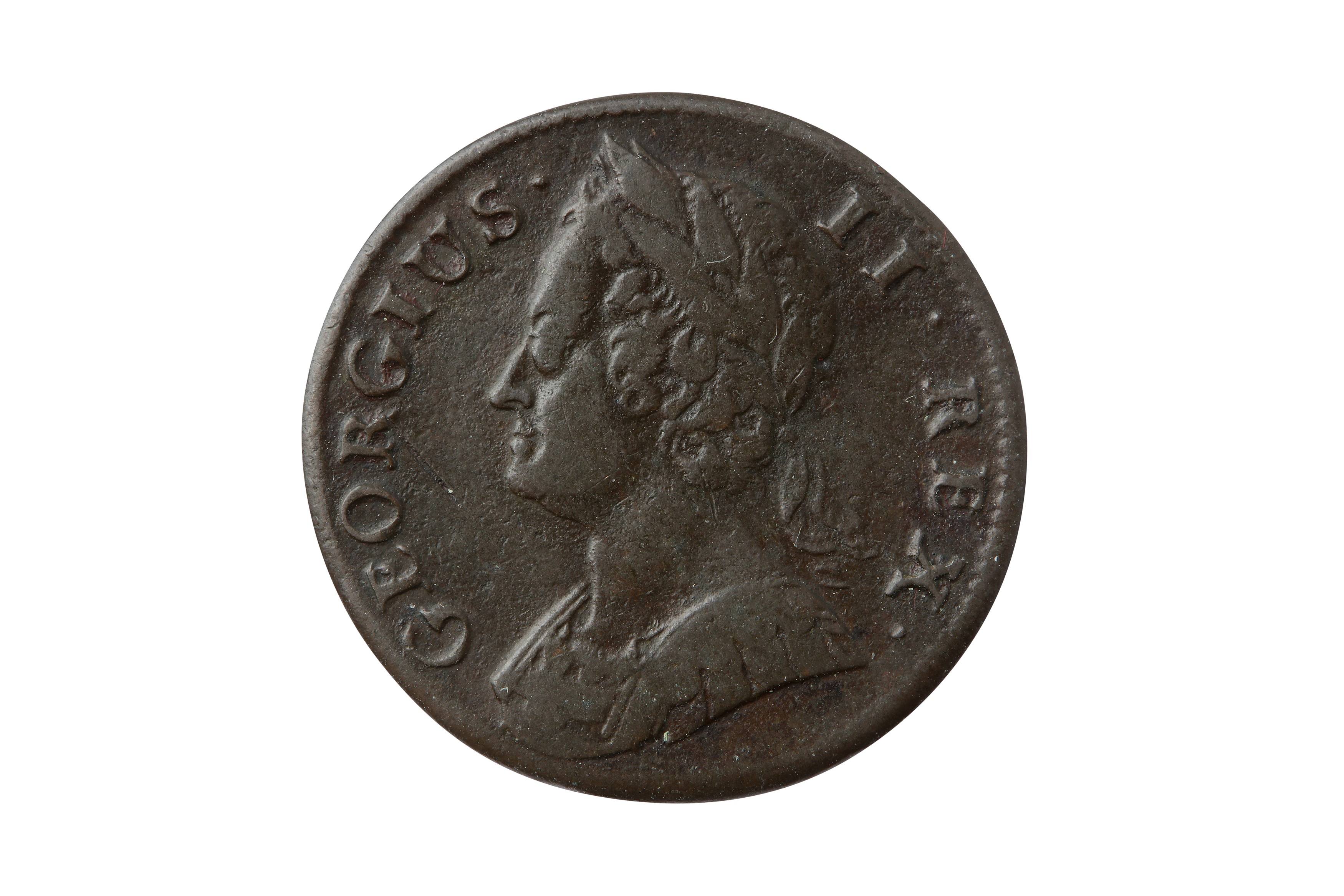 GEORGE II (1727 - 1760), 1744 HALFPENNY.