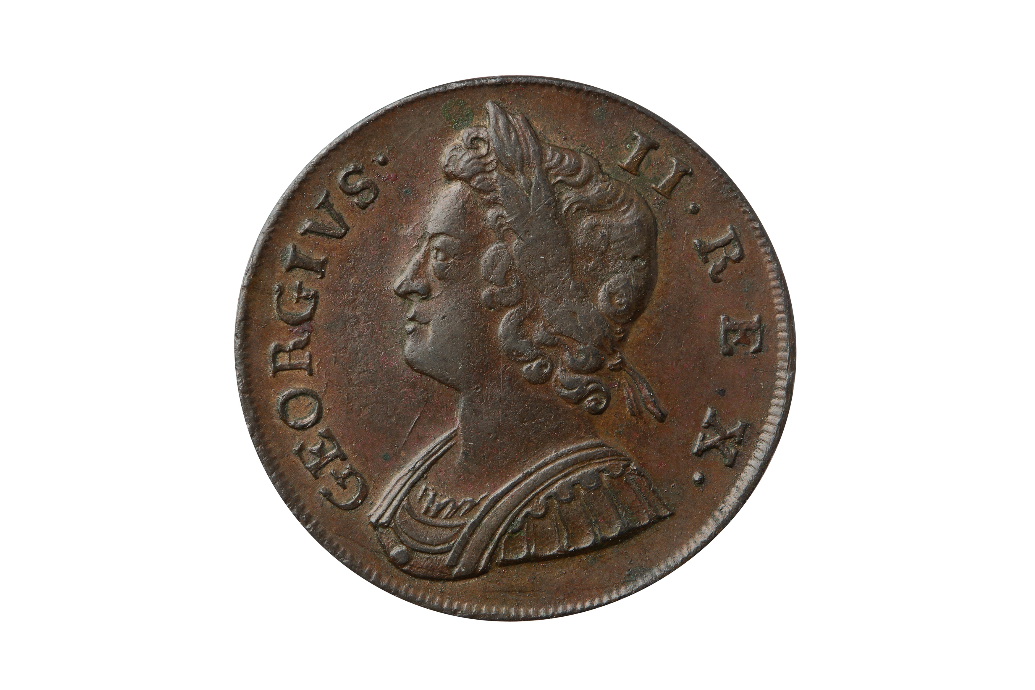 GEORGE II (1727 - 1760), 1737 HALFPENNY.