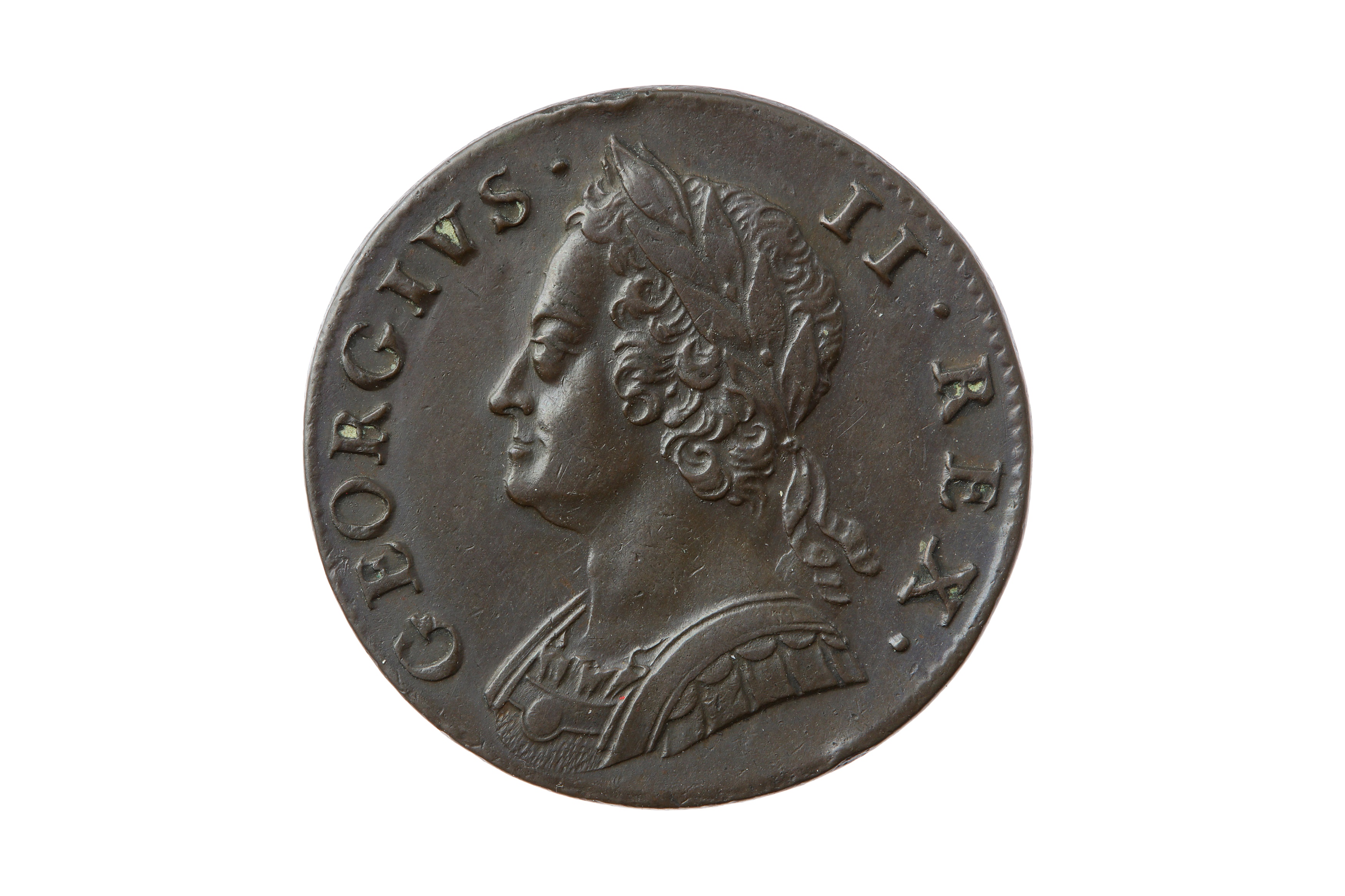 GEORGE II (1727 - 1760), 1747 HALFPENNY.