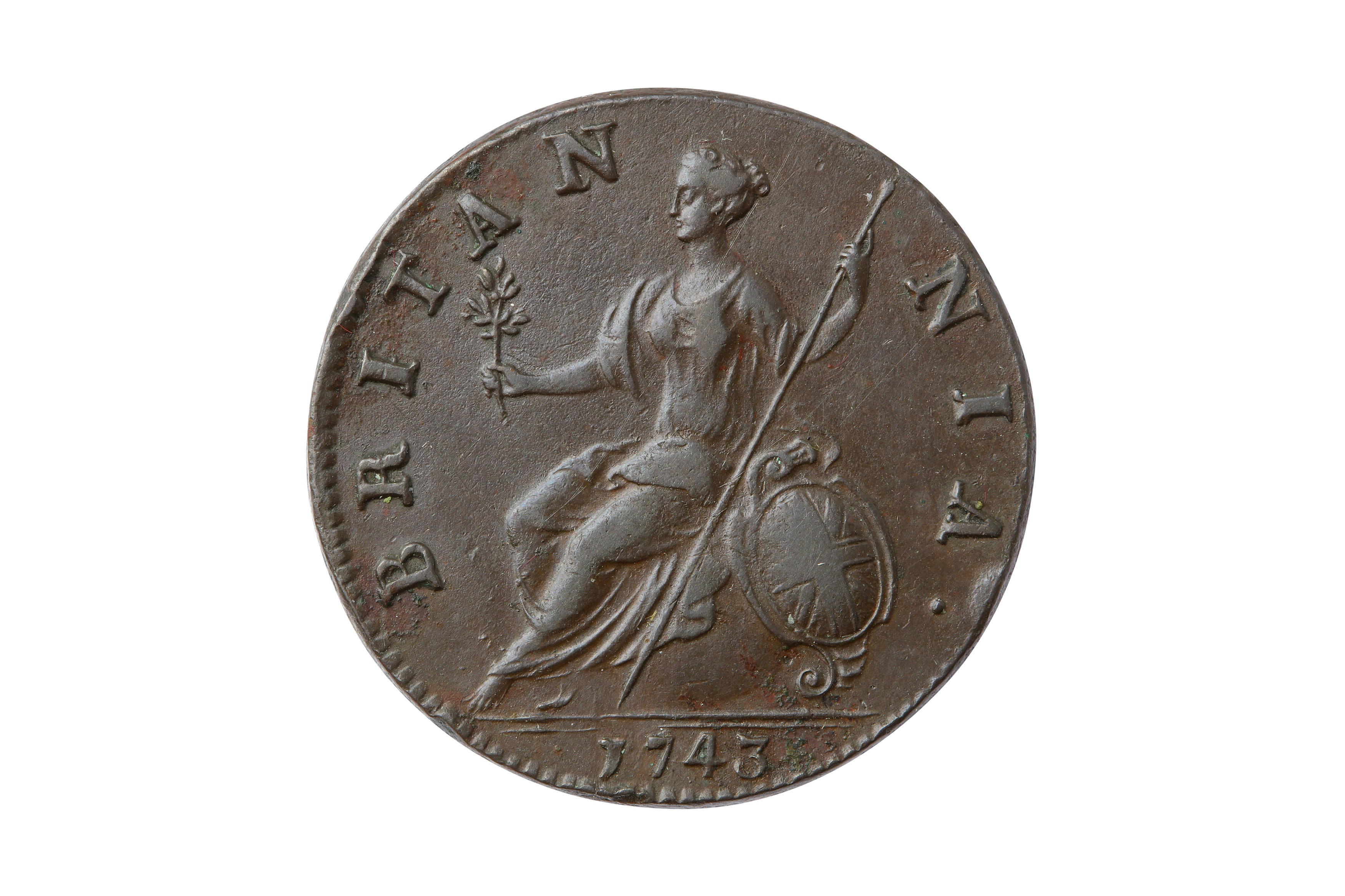 GEORGE II (1727 - 1760), 1743 HALFPENNY. - Bild 2 aus 2