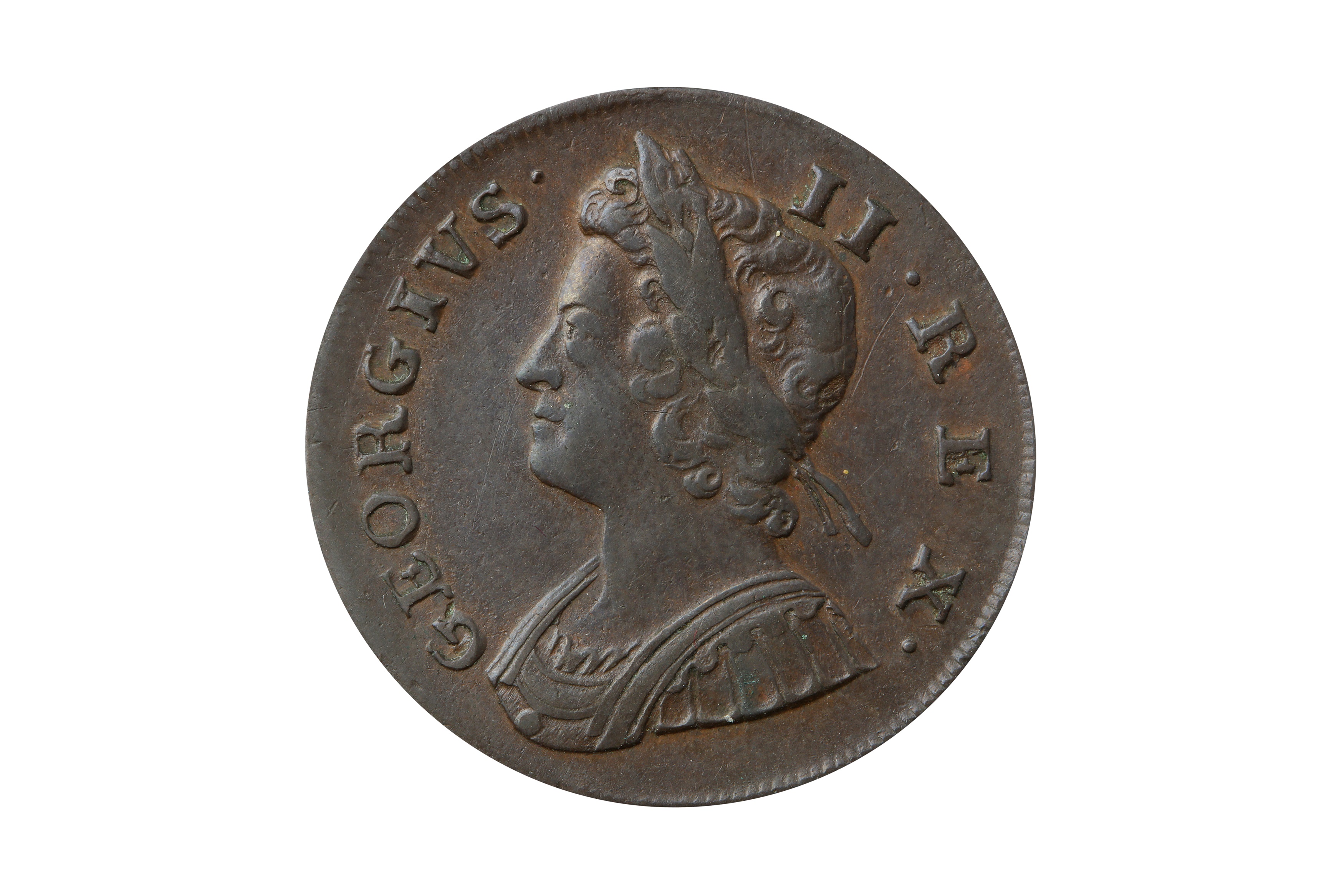 GEORGE II (1727 - 1760), 1738 HALFPENNY.