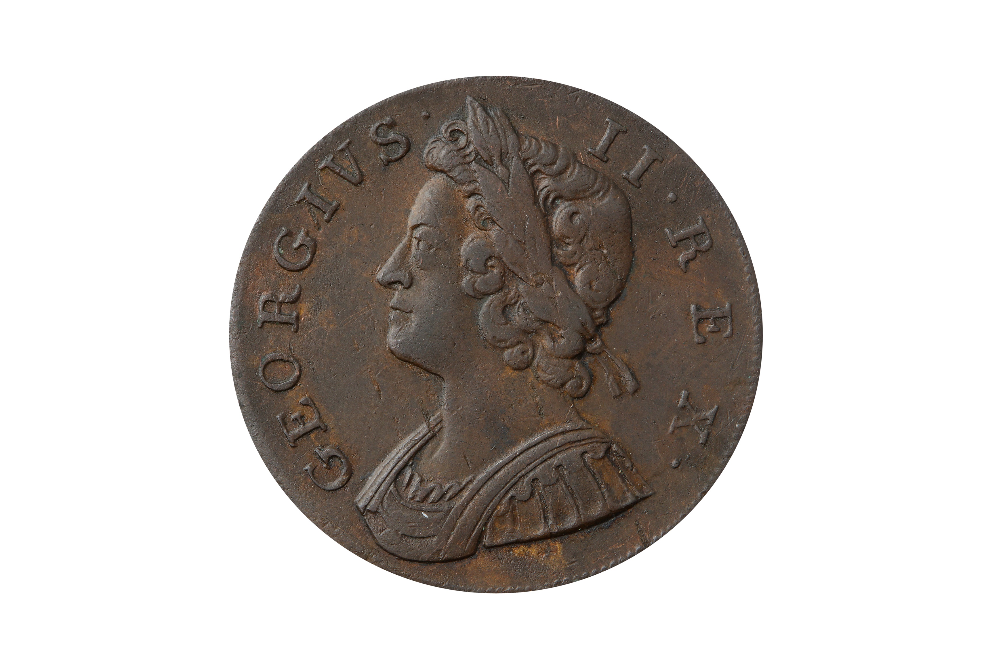 GEORGE II (1727 - 1760), 1739 HALFPENNY.