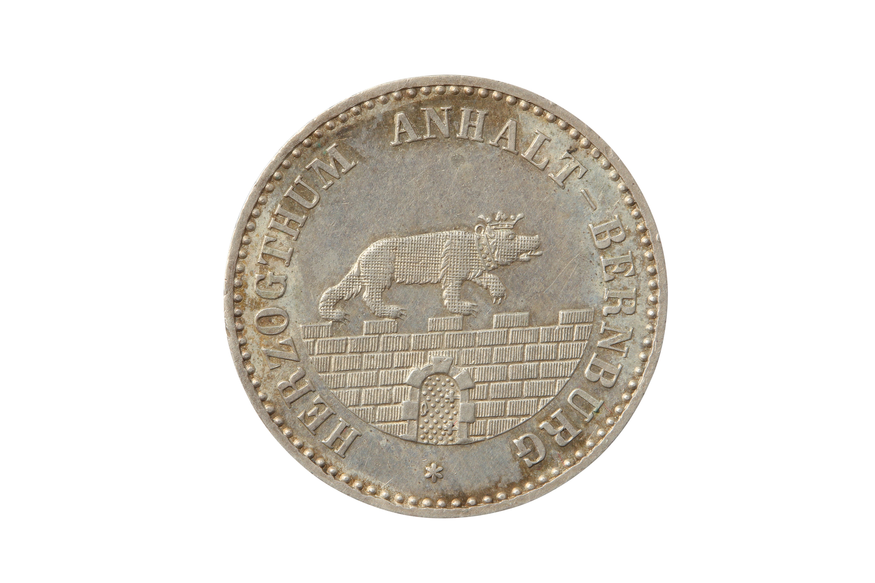 GERMAN STATES, ANHALT-BERNBURG, ALEXANDER KARL (1834 - 1863), 1861 1/6 THALER.