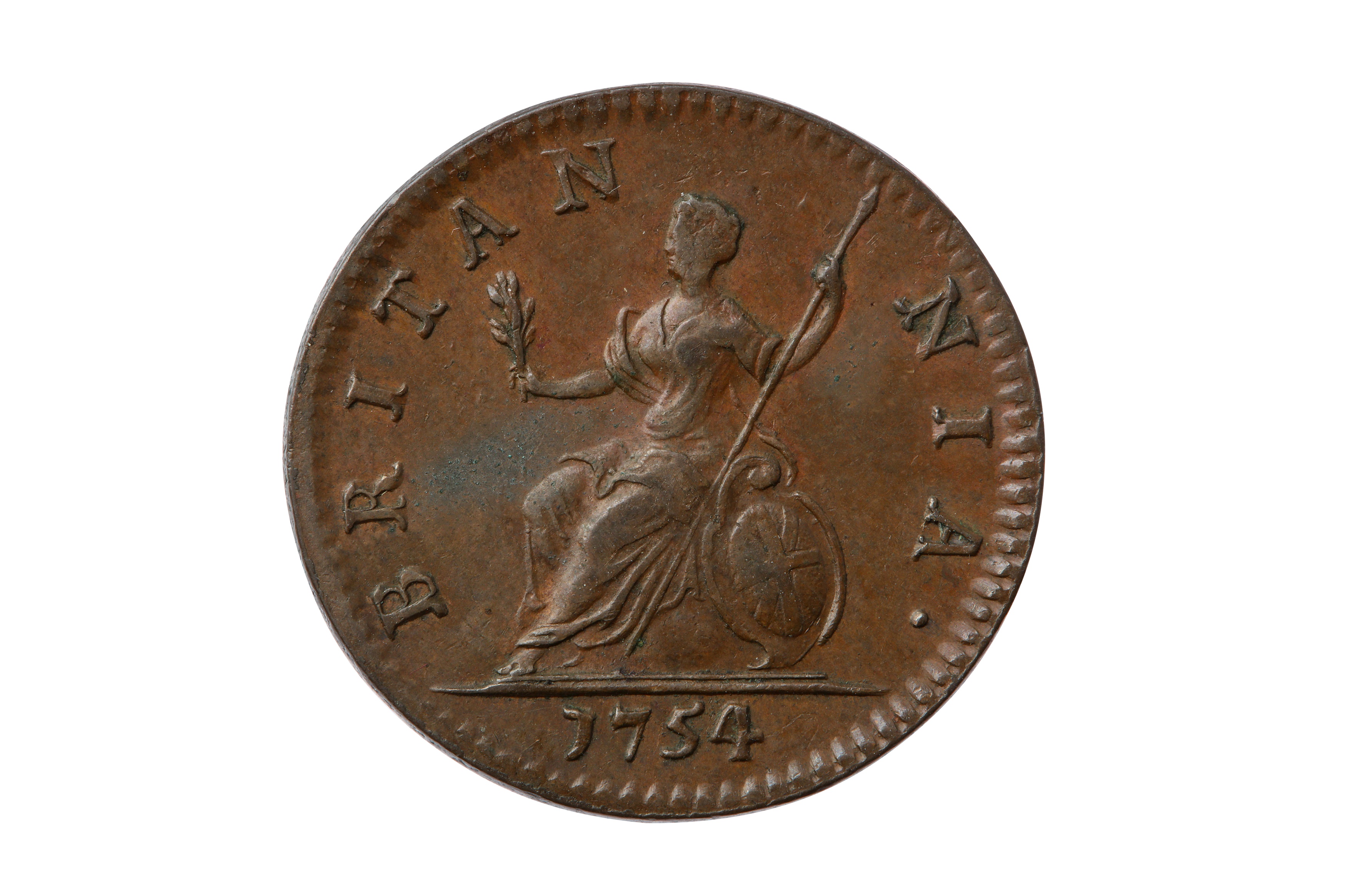 GEORGE II (1727 - 1760), 1754 FARTHING. - Image 2 of 2