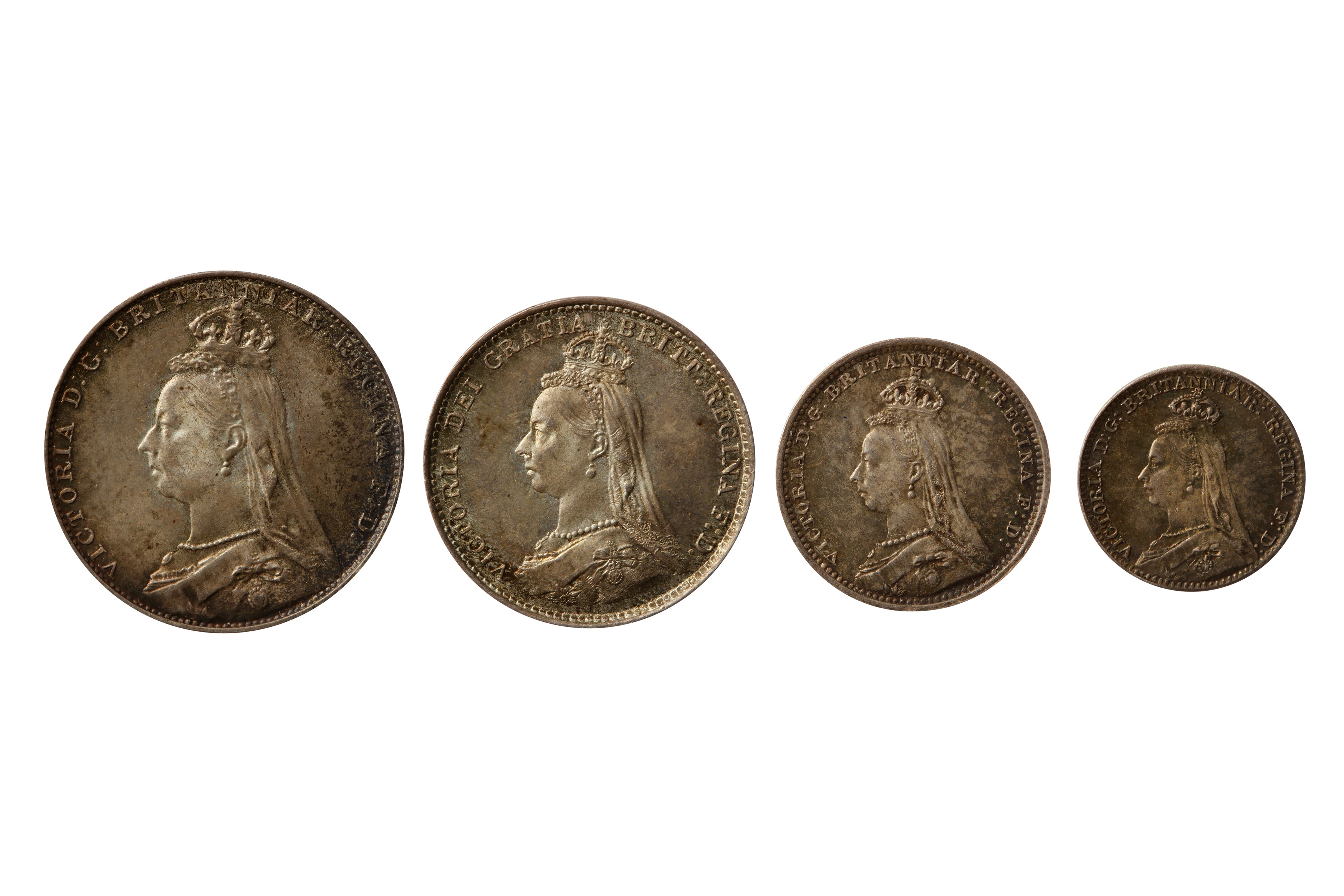 VICTORIA (1837 - 1901), 4X MAUNDY COINS