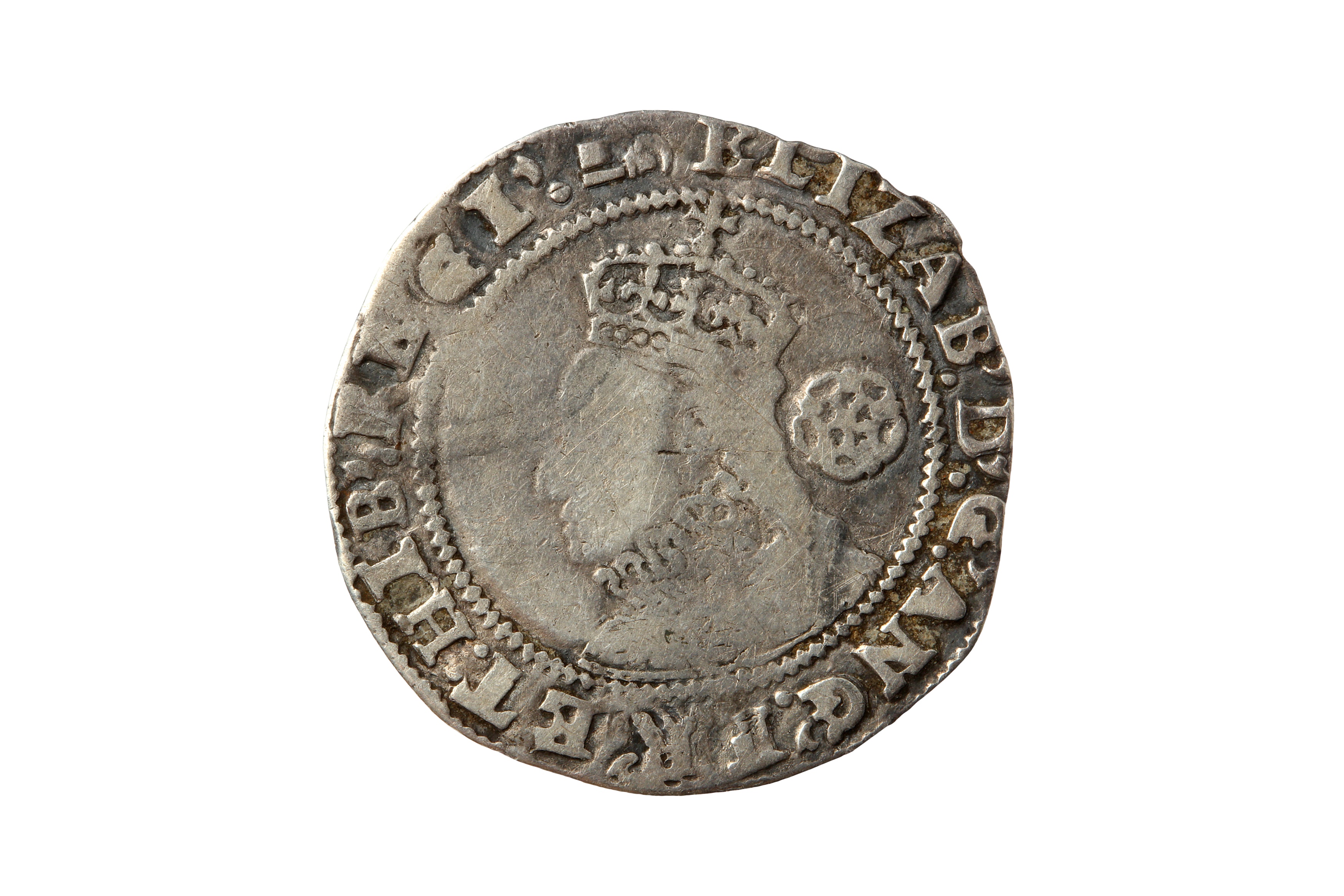 ELIZABETH I (1558 - 1603), 1596 SIXPENCE.