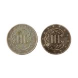 USA, 1851-O & 1861 3 CENTS (2X COINS).
