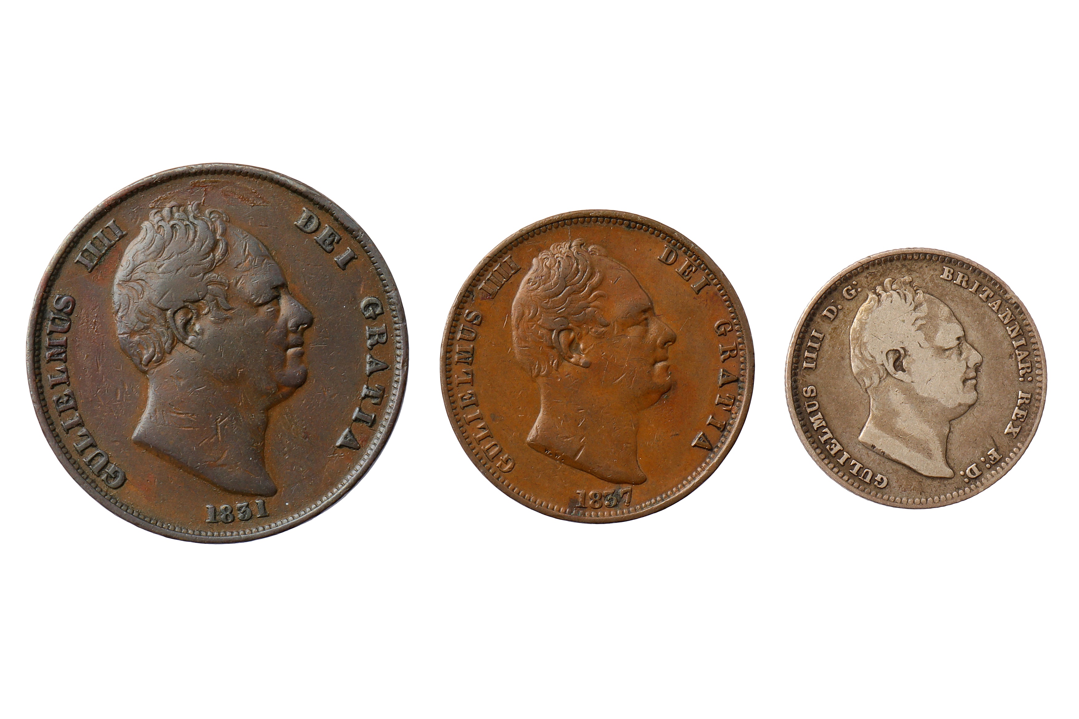 WILLIAM IV (1830 - 1837), 3X COINS 