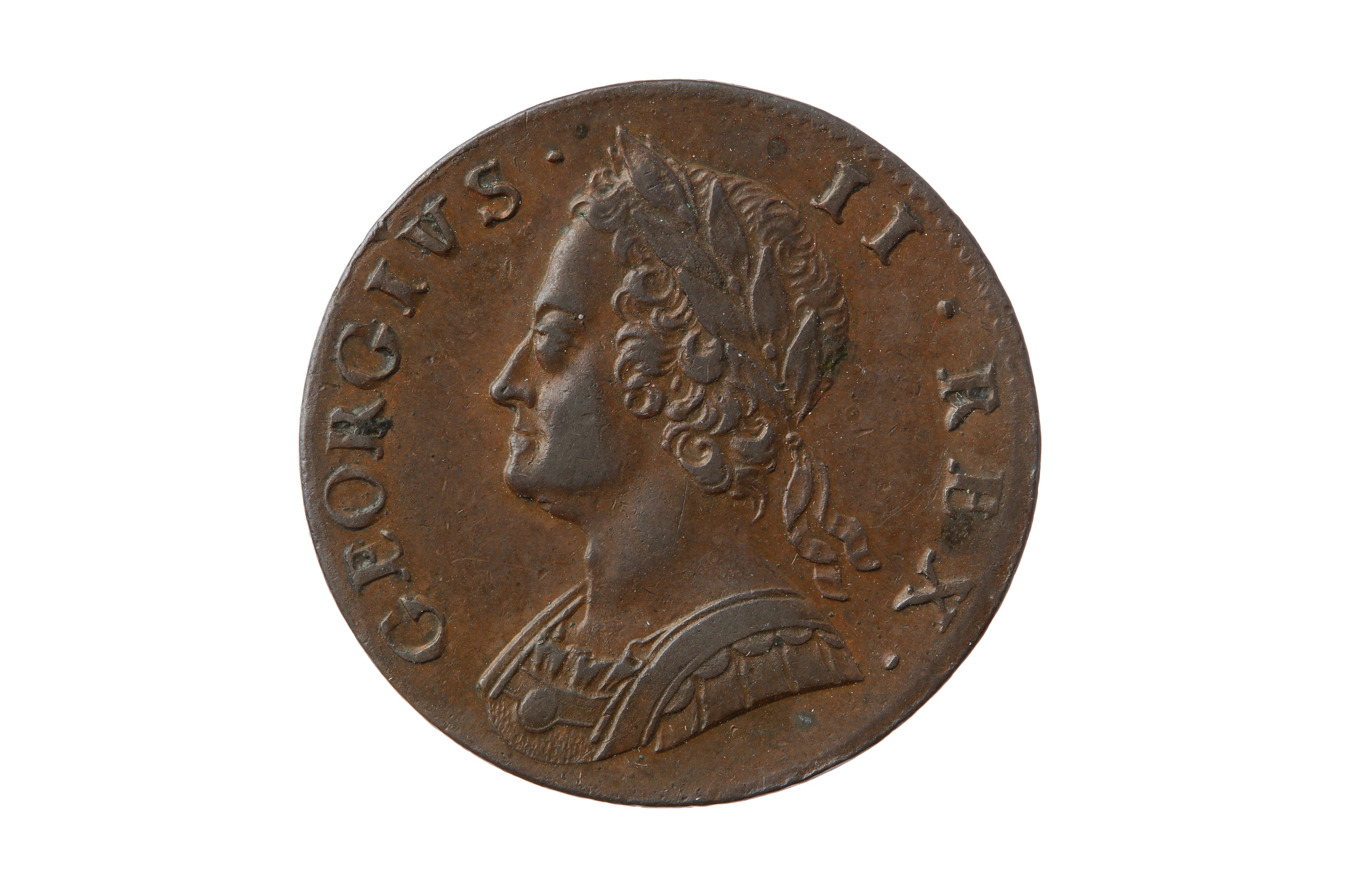 GEORGE II (1727 - 1760), 1748 HALFPENNY.