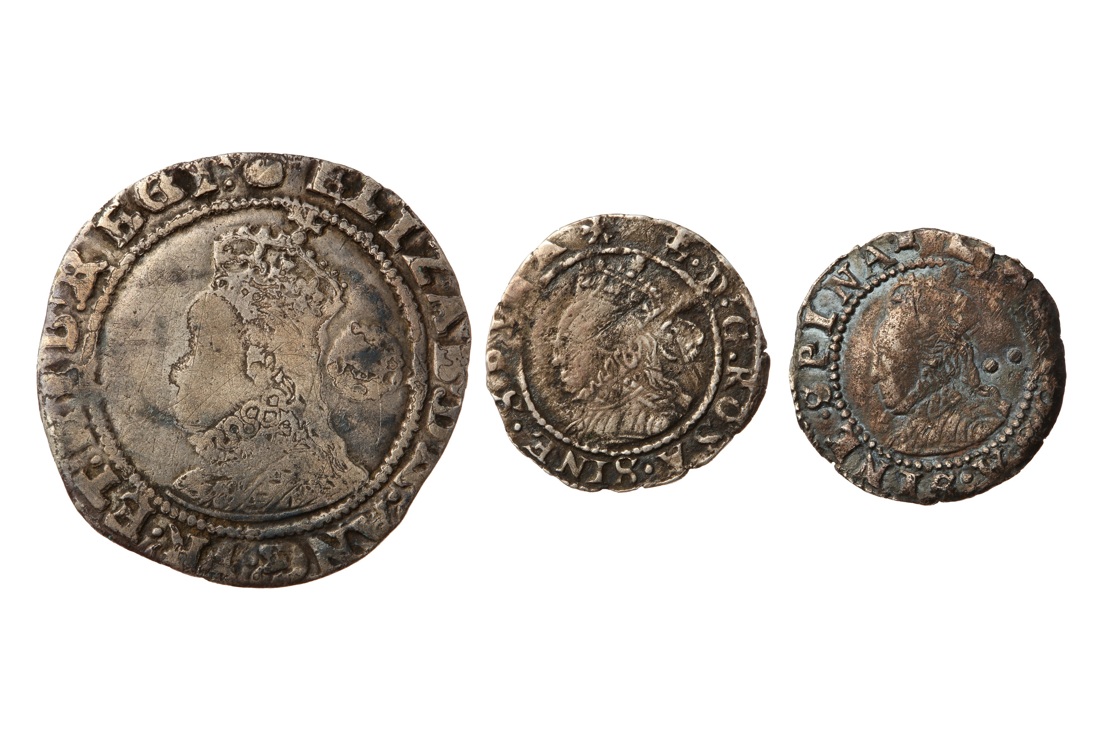 ELIZABETH I (1558 - 1603), 3X COINS