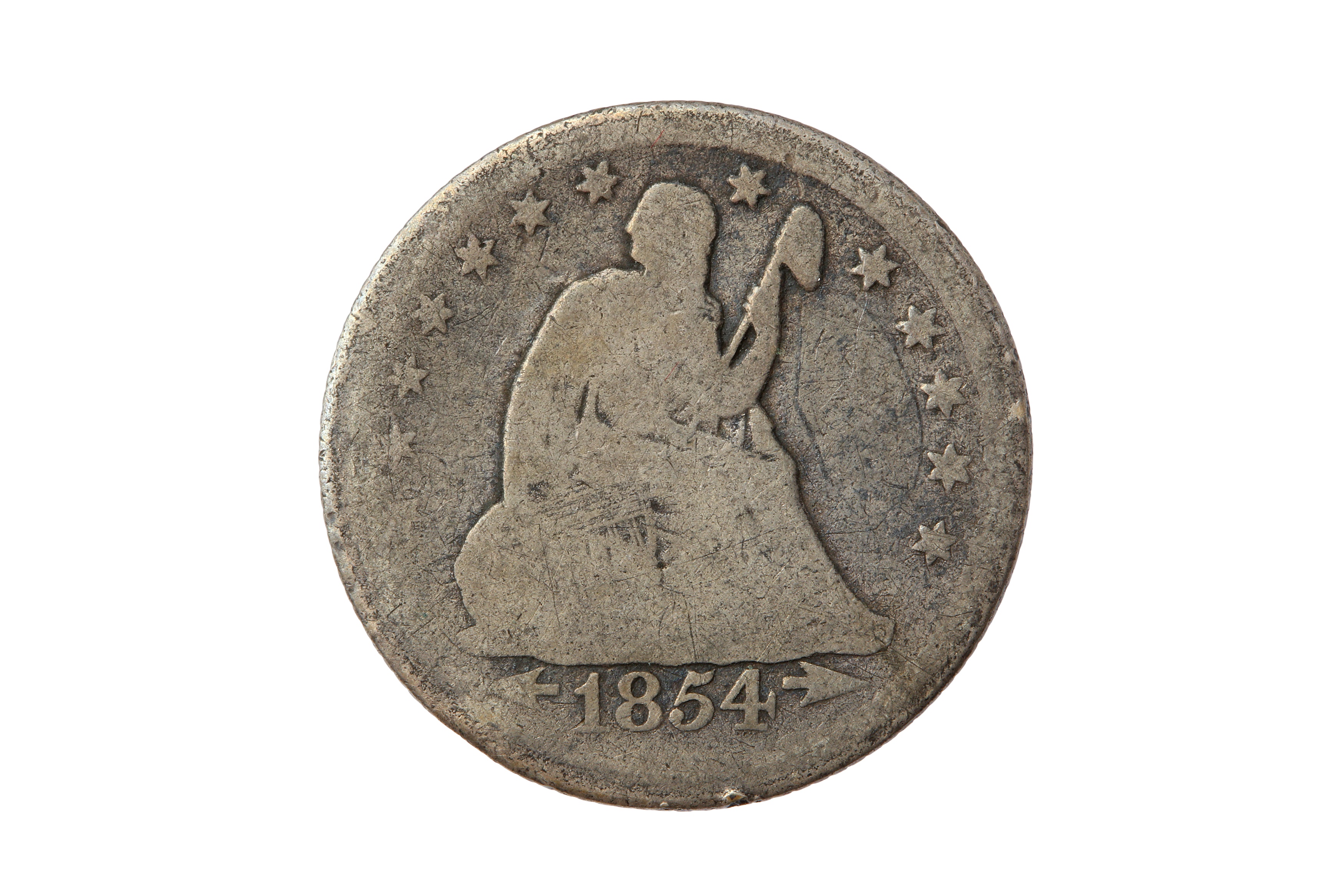 USA, 1854-O 25 CENTS/QUARTER DOLLAR.