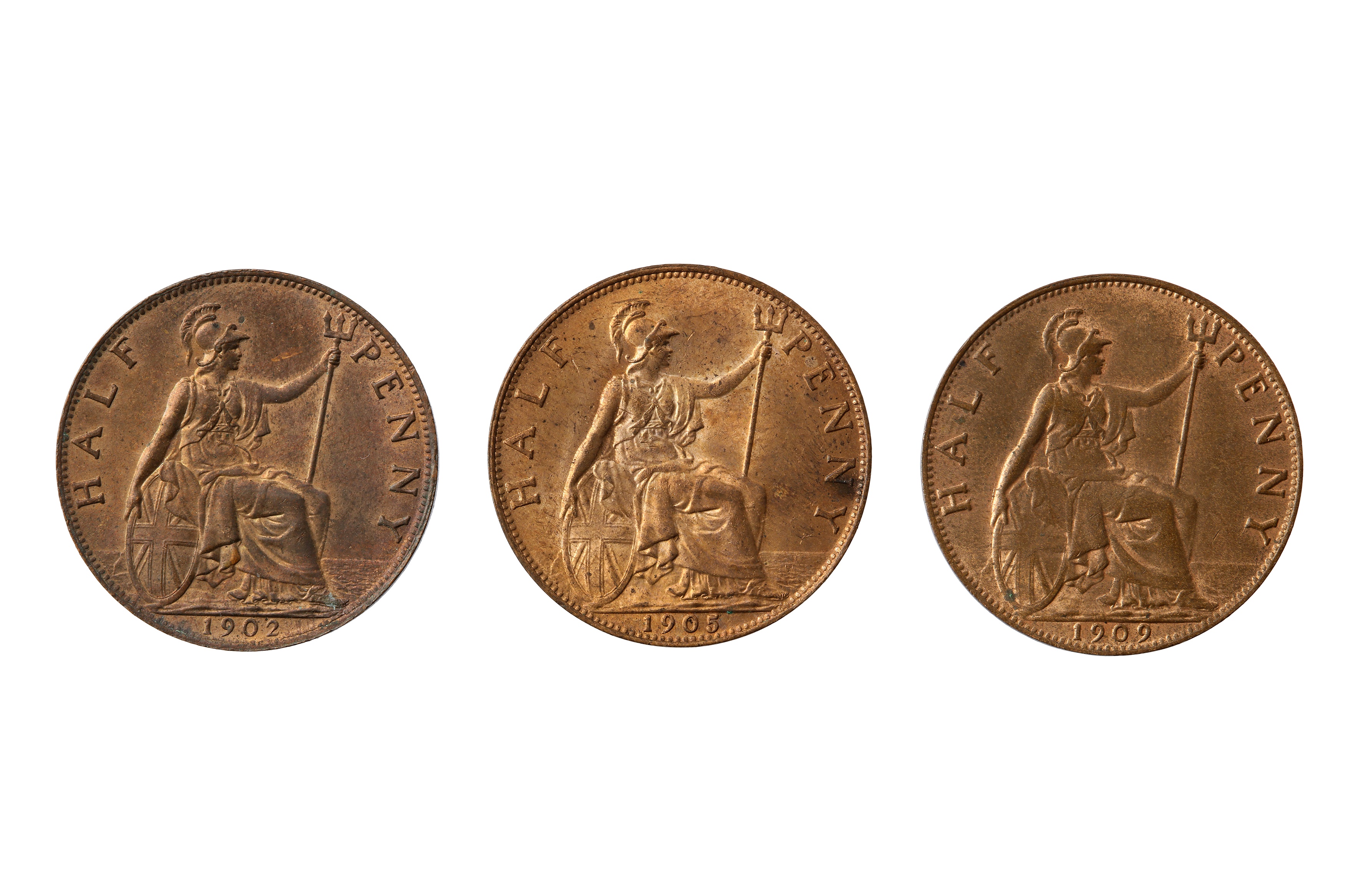 EDWARD VII (1901 - 1910), 1902, 1905, 1909 HALFPENNIES. - Image 2 of 2