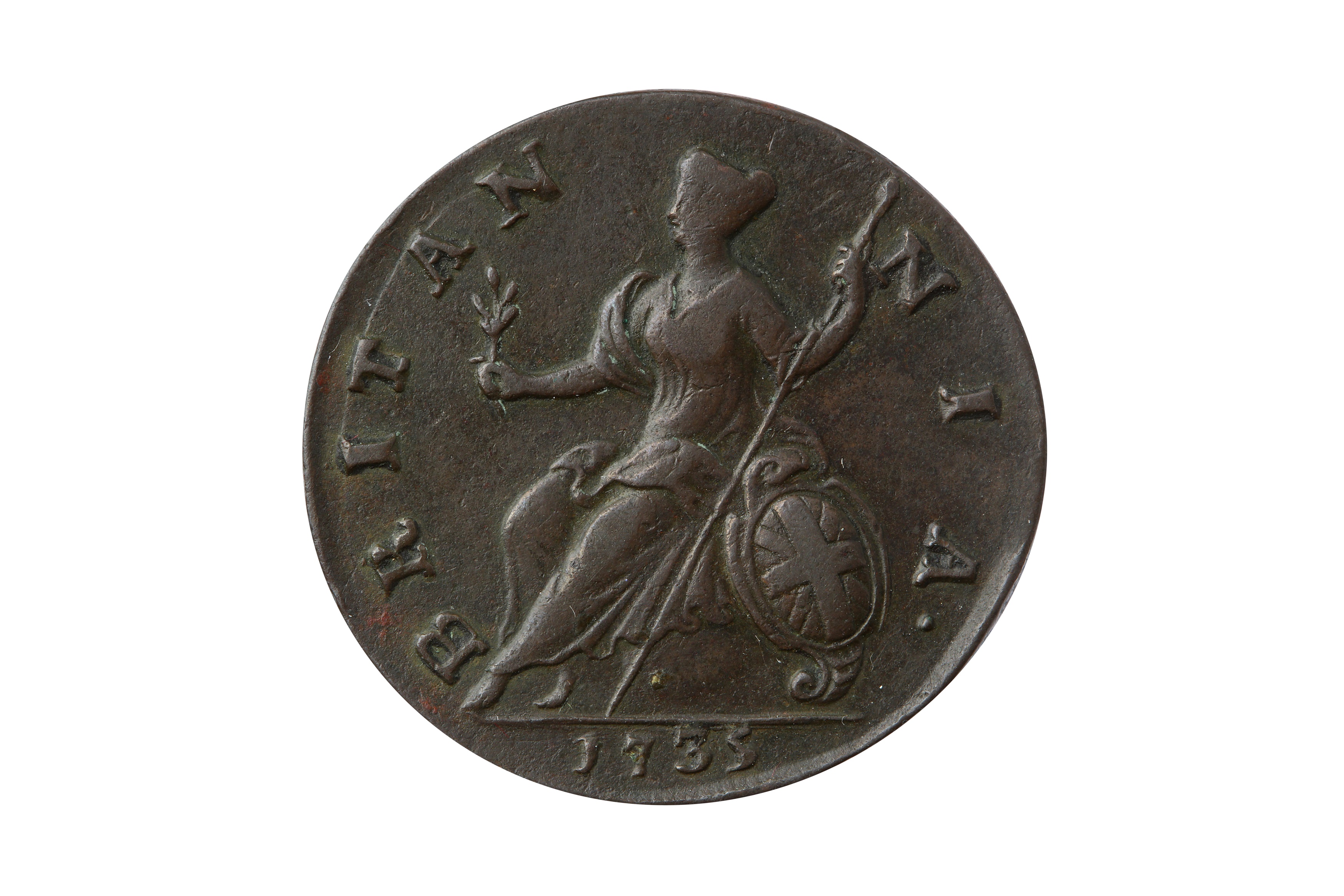 GEORGE II (1727 - 1760), 1735 HALFPENNY. - Image 2 of 2