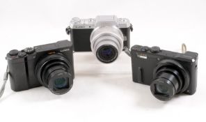 A Group of Panasonic Lumix Compact Digital Cameras.