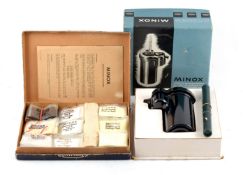 Minox Daylight Developing Tank, Boxed & Rare Powder Chemical Set.