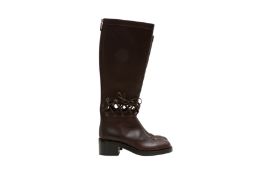 Chanel Brown CC Open Lace Long Boot - Size 39