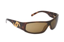 Chanel Brown Tortoise CC Wrap Sunglasses