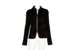 Giorgio Armani Chocolate Shirred Fur Jacket - Size 44