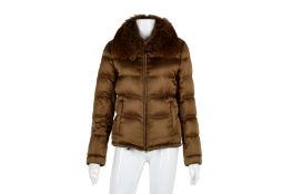 Prada Bronze Quilted Fur Collar Jacket - Size 38