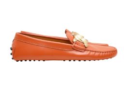 Tod's Orange Kate Chain Link Gommino Driving Loafer - Size 37