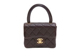Chanel Brown Micro Kelly Top Handle Flap Bag