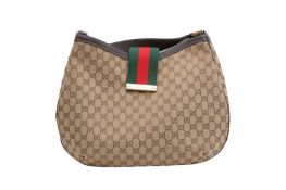 Gucci Brown Monogram Web Hobo Bag