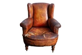 A GEORGIAN WING ARMCHAIR