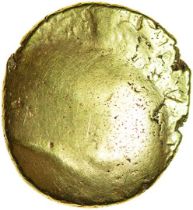 Gallic War Uniface. Corded Line/Pellet Arcs. Ambiani.c.56-55 BC.Celtic gold stater. 16-18mm. 6.17g.