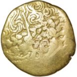 Gallo-Belgic Broad Flan. Mule. Ambiani. c.190-160 BC. Celtic gold stater. 24mm. 7.17g.