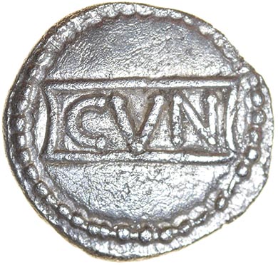 Cunobelinus Hunting Dog. Catuvellauni & Trinovantes. c.AD8-41. Celtic silver unit. 13mm. 1.30g.