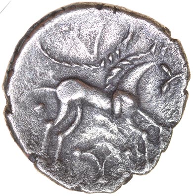 Norfolk God No Tache. Sunken Eye Type. Iceni. c.AD20-45. Celtic silver unit. 13mm. 0.99g. - Image 2 of 2