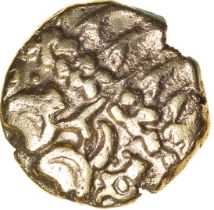 Norfolk Wolf Left. Iceni. c.50-35 BC. Celtic gold stater. 19mm. 5.55g.