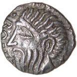 Boduoc Old Head. Dobunni. c.25-5 BC. Celtic silver unit. 13mm. 1.12g.