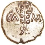 Cunobelinus Classic A. Bow Stem. Cat. & Trino. c.AD8-41. Celtic gold quarter stater. 10mm. 1.35g.