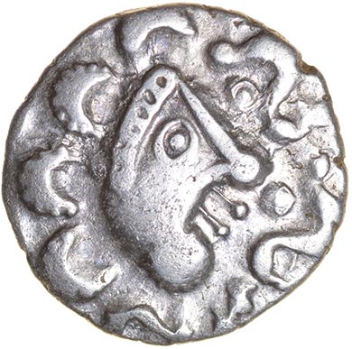 Cotswold Cock. Head Type A. Dobunni. c.50-35 BC. Celtic silver unit. 13mm. 1.03g.