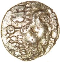 Rowntree Fern Leaf. Trinovantes. c.55-45 BC. Celtic gold quarter stater. 12mm. 1.26g.