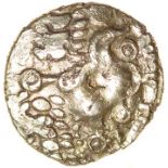 Rowntree Fern Leaf. Trinovantes. c.55-45 BC. Celtic gold quarter stater. 12mm. 1.26g.