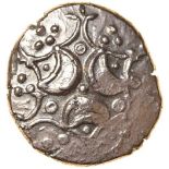 Antedio Triple Moons. Talbot dies A/2. Iceni. c.AD25-43. Celtic gold stater. 18mm. 5.38g.