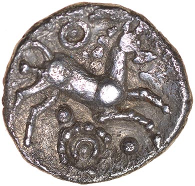 Boduoc Old Head. Dobunni. c.25-5 BC. Celtic silver unit. 13mm. 1.12g. - Image 2 of 2