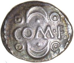 Verica Smiley. Southern Region. c.AD10-40. Celtic silver unit. 13mm. 1.09g.