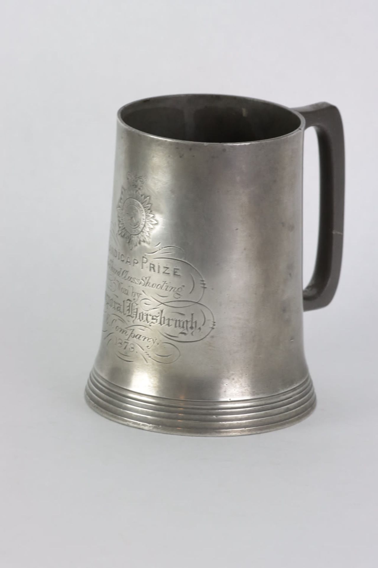 A Sanders & Sons Pewter Mug Tankard engraved for the ICRV, 19th Century
