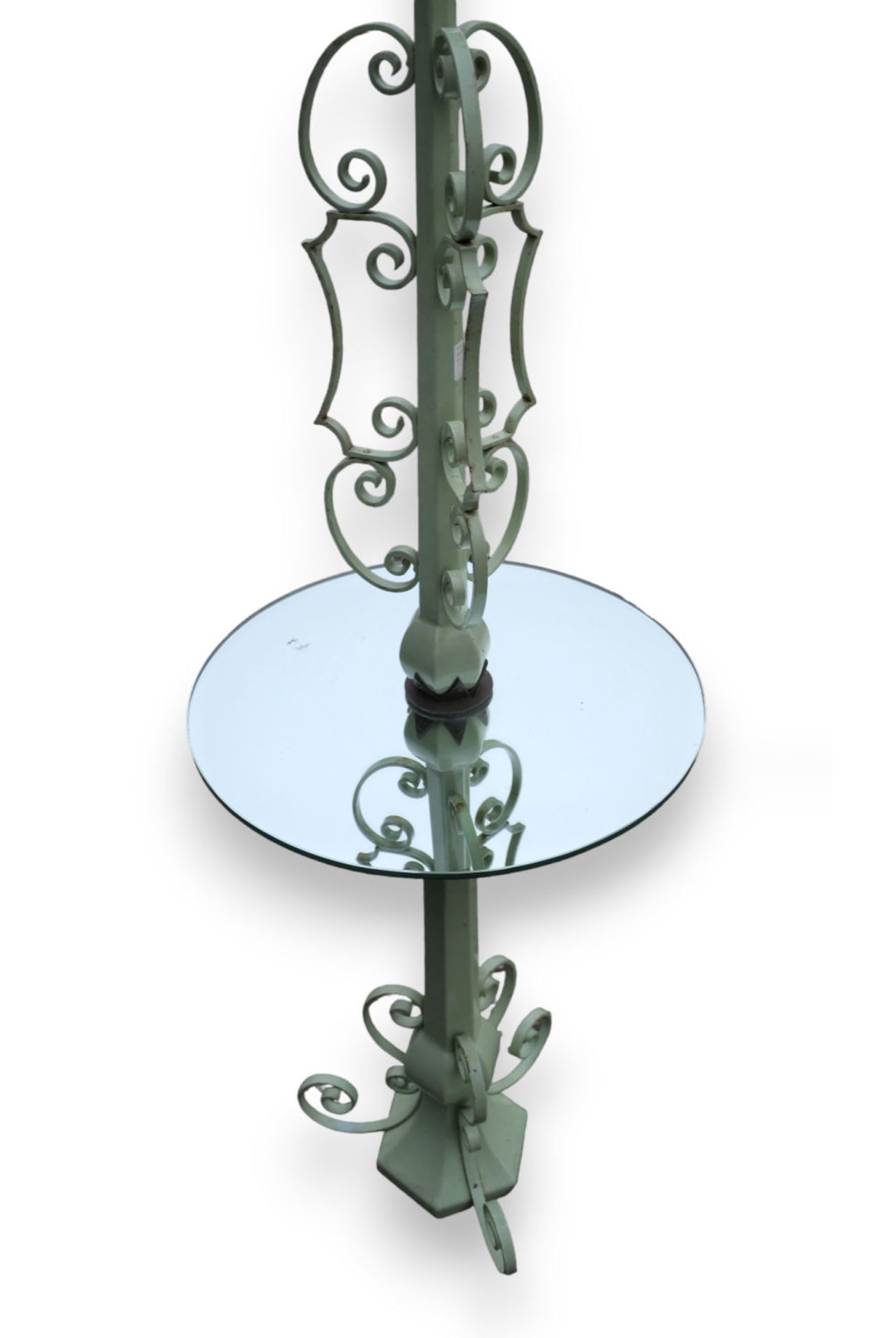 An Art Deco metal floor Lamp and glass table in the manner of René Prou, Circa 1930/1940 - Image 6 of 6