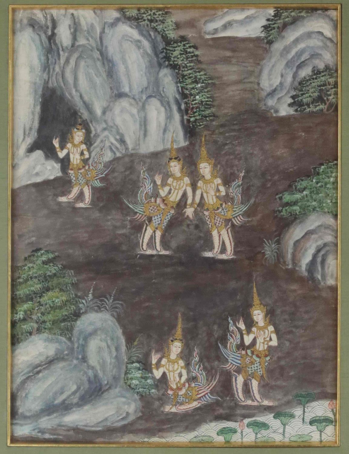 A pair of Thai paintings from the 19th Century (Rattanakosin). - Image 4 of 4