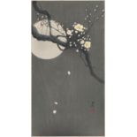 Flowering plum and full moon, Koson Ohara 1877-1945