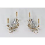 Another Pair of Italian wall lamps in gilt metal and glass made by Banci Firenze, Mid-20th Century
